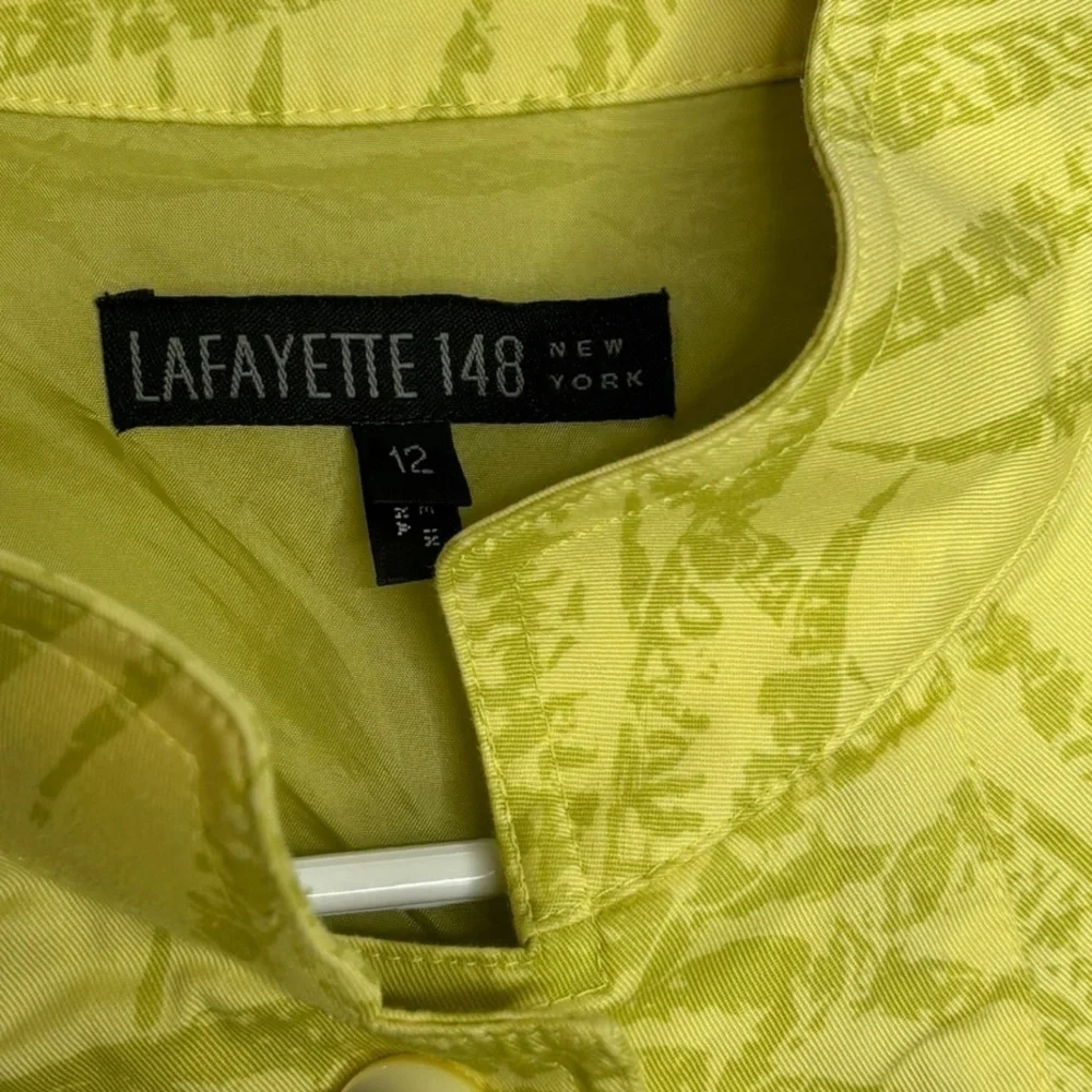 Lafayette 148 Chartreuse Green Front Button Long Sleeve Jacket 12